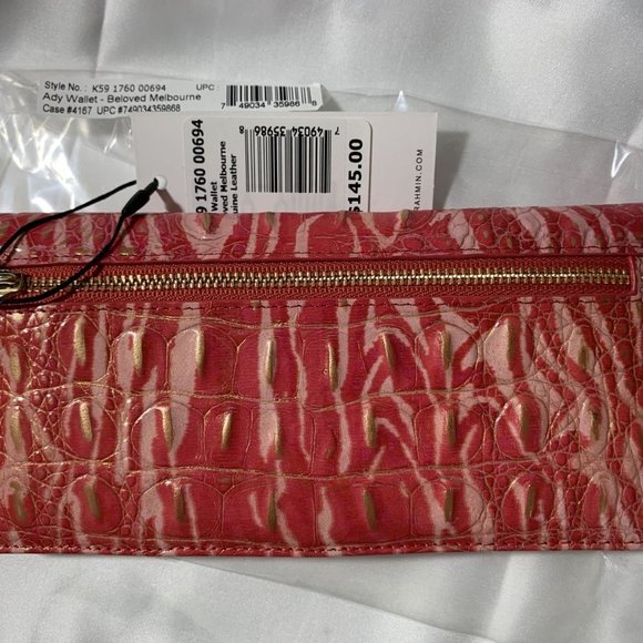 Portafoglio Brahmin Beloved – Corallo Rosa – Pelle Con Stampa Animalier – Nuovo Con Etichette - Foto 4